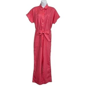 THE Kit Jumpsuit Dottie Pink‎ Watermelon Coral 100% Cotton Size S New